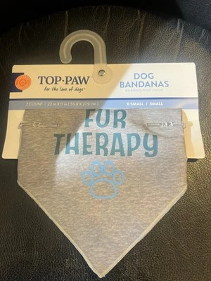 Paquete de 2 pañuelos para perros Top Paw X-pequeños “Fur Therapy” gris 22 pulgadas x 11 pulgadas Foto 1 de 2