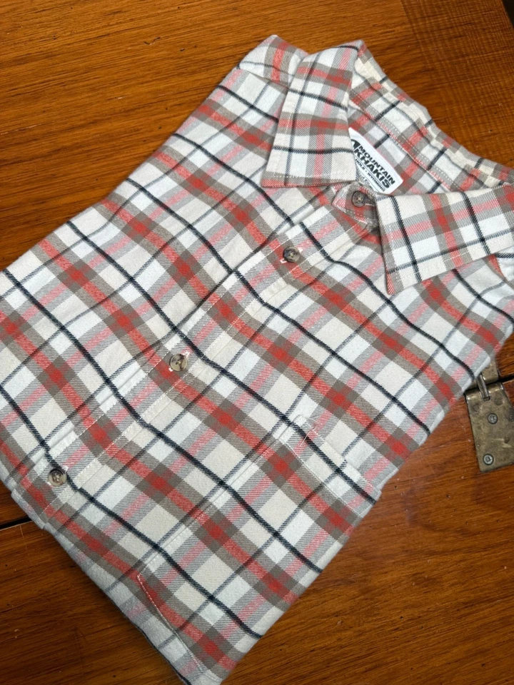 Camisa de franela Mountain Khakis para hombre 2XL calce relajado naranja marrón a cuadros peso medio Foto 1 de 4