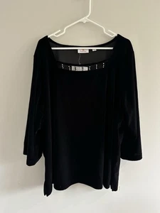 Neu mit Etikett Quacker Factory Damenoberteil 3 x Samt eckiger Ausschnitt - Bild 1 von 5