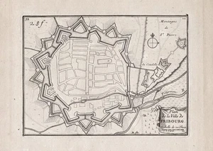 Friburgo de Brisgovia mapa de la ciudad Baden-Württemberg grabado en cobre Beaulieu grabado - Imagen 1 de 1