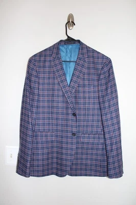 BLUE PLAID PENGUIN LINEN BLEND SPORT COAT sz 42R suit jacket 42 REGULAR - Image 1 of 4