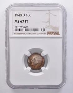 1948-D Roosevelt Dime MS67 FT NGC Beautiful Tone *7163 - Picture 1 of 3