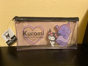 Kuromi Zip Up Glitter Pouch Pencil case/makeup bag clear Sanrio - Picture 1 of 3