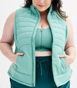 TEK GEAR MIXED-MEDIA ZIP FRONT VEST WOMEN'S PLUS SIZE 2X **BRAND NEW IN PKG!** - Picture 1 of 10