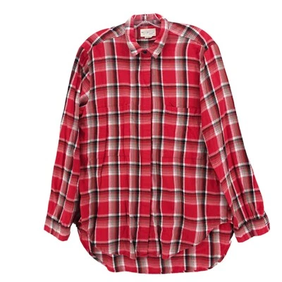 Denim & Supply Ralph Lauren Red Plaid Shirt Oversized Fit 100% Cotton Size LARGE - Image 1 of 4