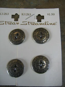 Set of 4 Silver and Black STREAMLINE BUTTONS 11/16" 18mm NEW Made in Italy - Picture 1 of 1