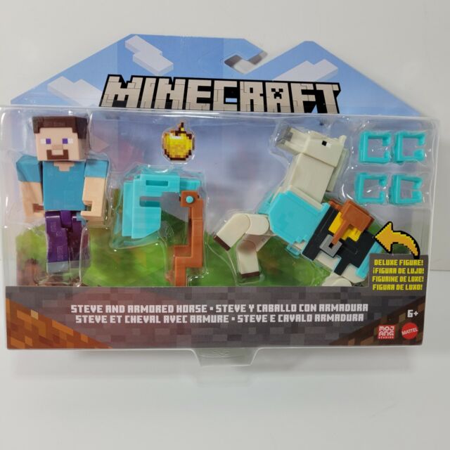 Boneco Minecraft Steve De E Cavalo Com Armadura De Diamante