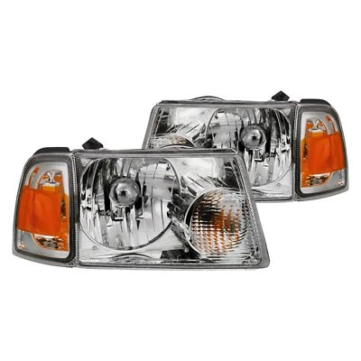 Faro de cristal ANZO cromado con luces de esquina (repuesto OE) para Ford Ranger Foto 1 de 4