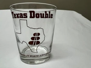 DFW Dallas Fort Worth Airport TEXAS DOUBLE Rocks Old Fashioned Glass 1970's - Picture 1 of 1