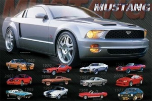 MUSTANG EVOLUTION POSTER Geschichte Auto Collage NEU 1218 - Bild 1 von 1