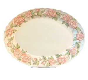 Plato rosa Metlox Vernon Ware de colección 10' x 14' EE. UU. Poppytrail Cottage Core - Imagen 1 de 3
