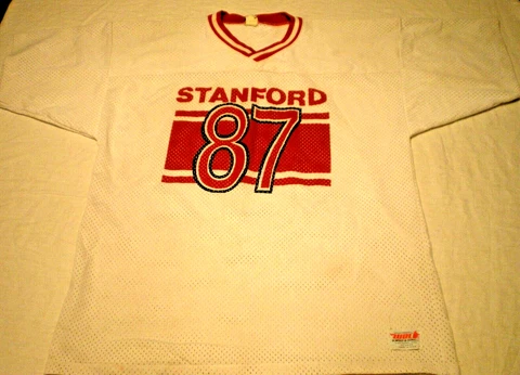 STANFORD UNIVERSITY Wolf & Sons (USA MADE Vtg 1980s) HEAVY MESH JERSEY / T-SHIRT Cover