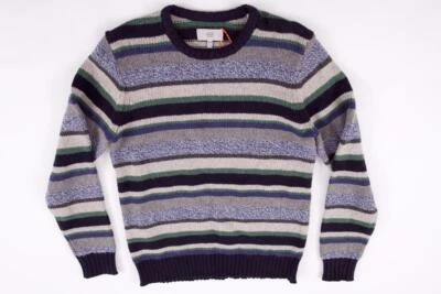 JACK SPADE MENS GRAY BLUE STRIPED CREW NECK WARM PULL OVER WOOL SWEATER M NEW - Image 1 of 4