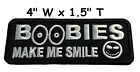 Boobies Make Me Smile Embroidered Patch Iron-on Applique Vest Biker Emblem Funny