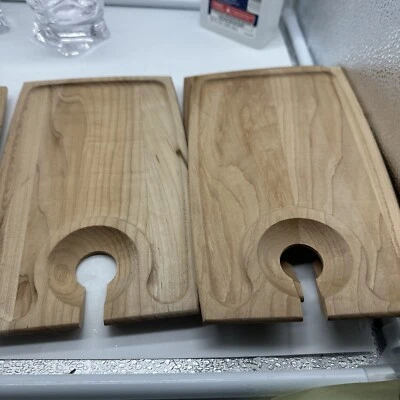 CRATE & BARREL Wooden Cocktail Glass Appetizer Snack Trays Wine & Dine Set 6 - Image 1 of 4