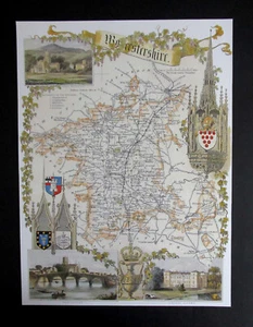 HIGH QUALITY REPRODUCTION OF AN 1830 THOMAS MOULE COUNTY MAP OF WORCESTERSHIRE - Picture 1 of 3