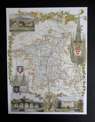 9.3" x 12.3" REPRODUCTION OF AN 1830 THOMAS MOULE  COUNTY MAP OF  WORCESTERSHIRE - Image 1 of 3