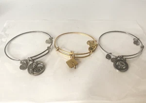 Alex and Ani Bracelet lot of 3 Love 2016,Grad 2019 US Navy 2012 Gold Silver tone - Picture 1 of 8