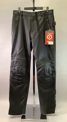 First Gear 黑色皮革摩托车骑行裤 — 第 1/4 张图片