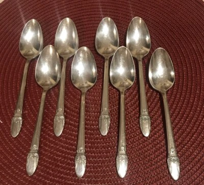 ROGERS 1847 FIRST LOVE 8 CUCHARADITAS PLATO DE PLATA CUBIERTOS Foto 1 de 4