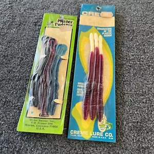 Vintage Mister Twister & Creme Lures 2 Packs Of Plastic Worms On Cards - Picture 1 of 7