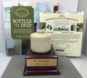 Botella de tinta de cerámica para naufragio SS Republic 1853-1865 artefacto genuino con certificado de autenticidad - Imagen 1 de 9