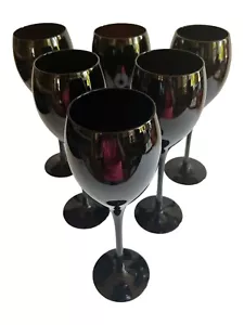 Set Of 6 9” Tall Black Artland Elegance Glass Stemware Wine Glasses Excellent - Picture 1 of 4
