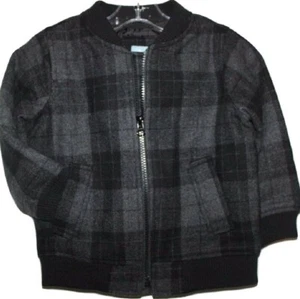 Baby Gap Boys Wool Blend Black and Gray Plaid Bomber Jacket Size 5T - Picture 1 of 7