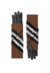 Burberry Chevron Check Overlay For Leather Gloves $690 Value - Picture 1 of 10