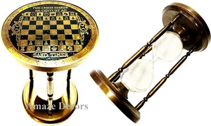 Antique Maritime Brass Chess Sand Timer Hourglass Vintage Nautical Decor Timer - Foto 1 di 5