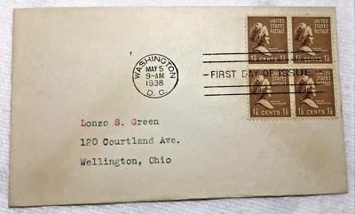 Washington DC 4 Block First Day Issue Stamped Envelope May 5 1938 1 1/2Cent - Image 1 of 4