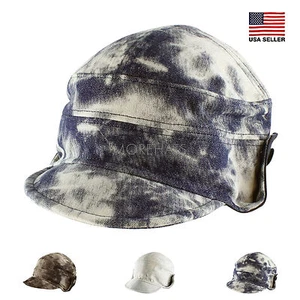 Tie Dye Cotton Floppy Short Brim Hip-hop Baseball Cap Aviator Trapper Hat Men's - Picture 1 of 8
