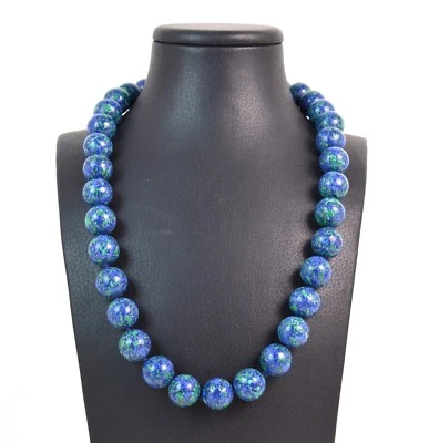Collana in Azzurrite naturale e chiusura in Argento 925. Made in Italy - Immagine 1 di 3