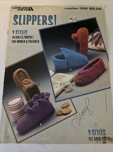 Leisure Arts #356 Slippers Knit Crochet Patterns 9 Styles -women & children - Picture 1 of 7