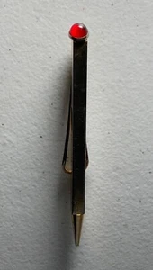 Vintage goldfarbener Druckbleistift mit Clip & rubinrotem Edelstein am oberen Ende des Bleistifts - Bild 1 von 11