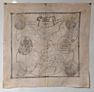 Russian Maps Scarf - in memory of the Russo-Japanese war -19th century original - Picture 1 of 13
