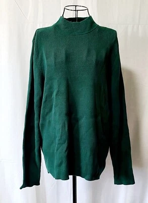 Karen Scott Cotton Mock-Neck Ribbed Long Sleeve Pullover Green XL T41 - Image 1 of 4