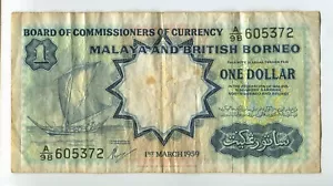 1959 Malaya & British Borneo 1 Dollar WC112 - Picture 1 of 2