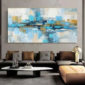 Modern Abstract Painting on Canvas Posters&Prints Wall Art Blue Art Home Decor - Picture 1 of 7