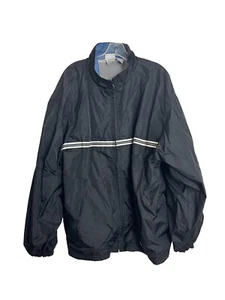 Vintage Reebok Windbreaker Jacket Mens Size Large Black White Full Zip Flaws - Picture 1 of 8