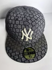 New Era 59fifty New York Yankees Fitted Hat 7 1/2Dark blue/silver NY Backg - Picture 1 of 6