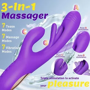Flattern Dildo Vibrator Rabbit Klitoris G-Punkt Massage Sexspielzeug für Frauen - Bild 1 von 9