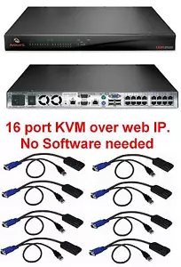 Avocent DSR2020 16 port KVM IP  Switch + 8 x DSRIQ-USB cable modules - Picture 1 of 1