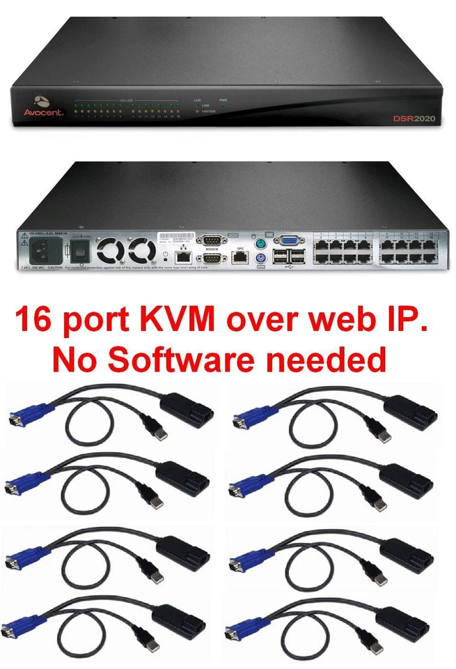 Avocent DSR2020 16 Port KVM IP Switch + 8 x DSRIQ-USB Kabelmodule (LESEN* **) - Bild 1 von 1