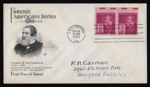 #891 3c Cyrus H McCormick-Pair, Art Craft-Damaged Flap **ANY 5=FREE SHIPPING** - Picture 1 of 2