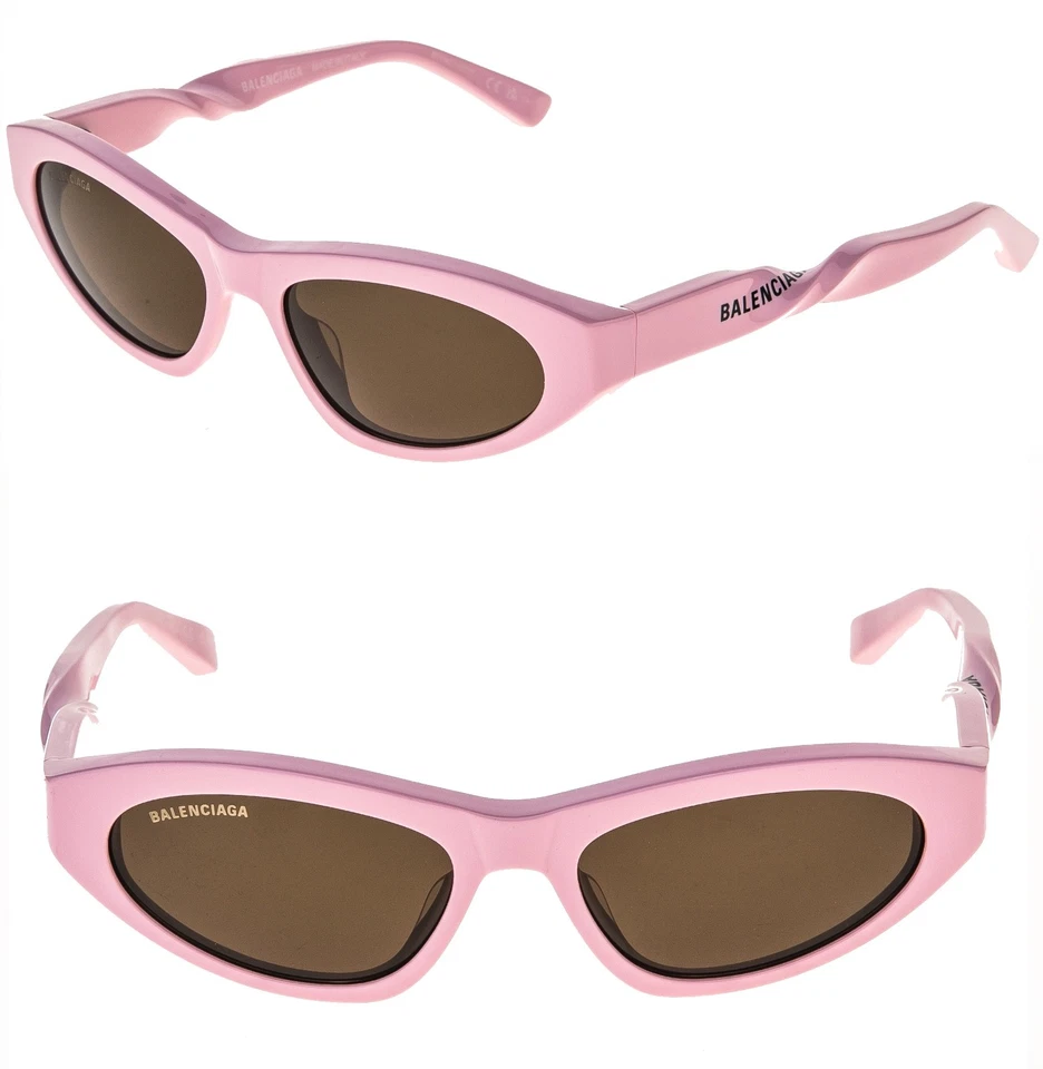 Balenciaga Women AUTHENTIC Sunglasses Pink Brown Cat Eye BB0207S 004