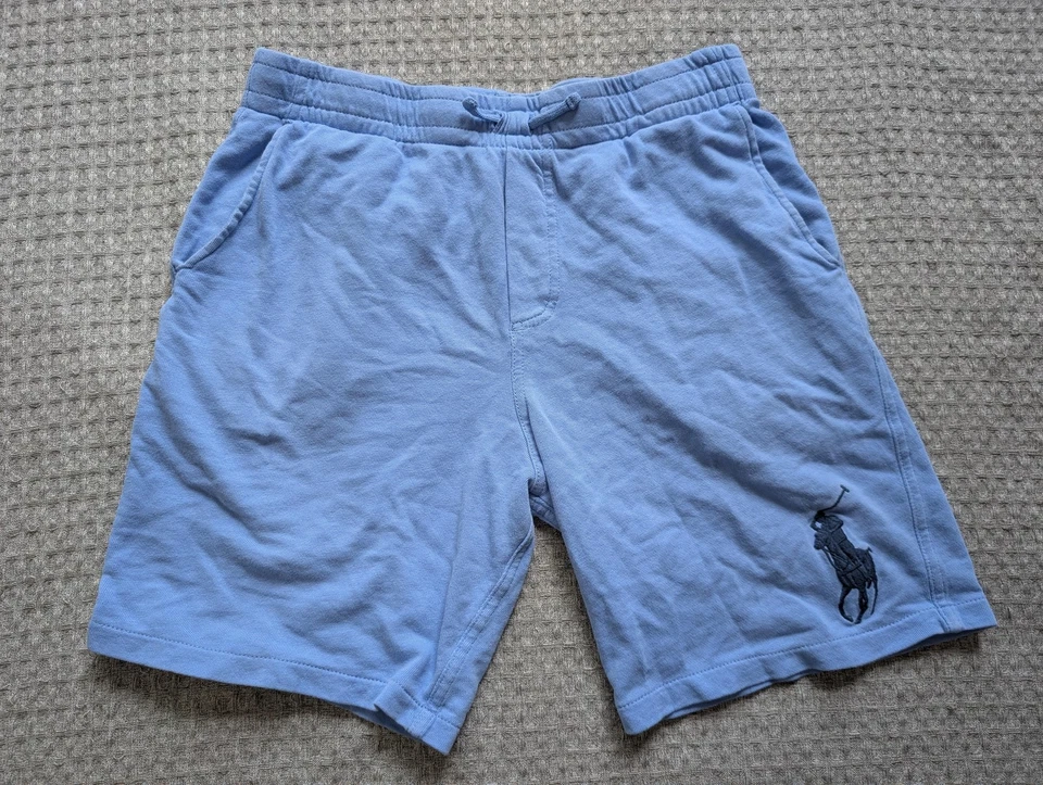 Polo Ralph Lauren Shorts Youth Large Light Blue Big Pony Fleece Drawstring Logo - Image 1 of 4