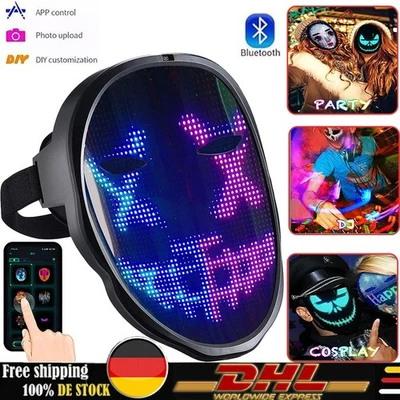 LED Maske Programmierbar App Party Halloween LED Beleuchtung Maske Bluetooth Neu - Bild 1 von 4