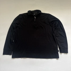 Vintage Hugo Boss Hemd Modern Schwarz Large Langarm 3/4 Reißverschluss PRIMA COTTON - Bild 1 von 9