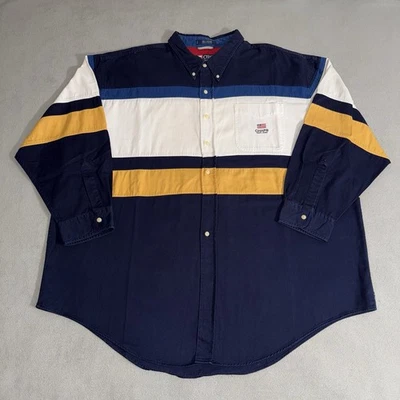 Chaps Ralph Lauren Striped Color Block Button Down Shirt 3XL Hip Hop Skater 90s - Image 1 of 4